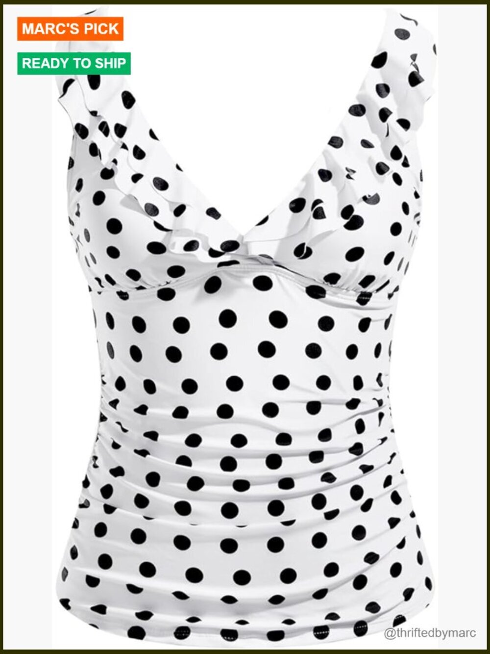 Tankini Top Only Tummy Control Ruffle V Neck Swim Top No Bottom